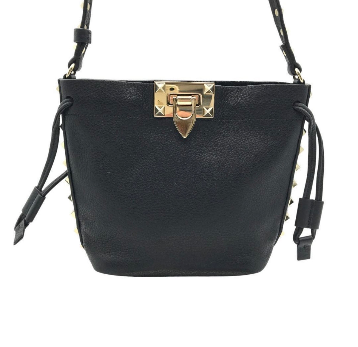 Valentino Garavani Rockstud Alcove Small Bucket Bag - Black Grained Leather