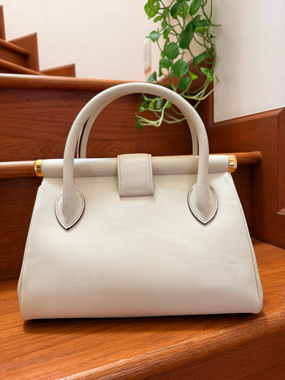 Vintage Valentino Garavani Ivory Leather Top Handle Bag