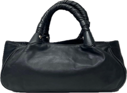 Vintage Giorgio Armani Black Nappa Leather Top Handle Bag - GA Logo
