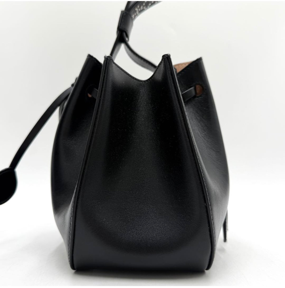 Authentic ALAÏA Black Leather Rose Marie Studded Bucket Bag Excellent Condition