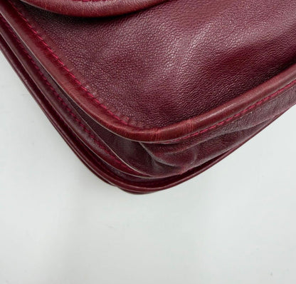 : Vintage Must de Cartier Burgundy Leather Saddle Flap Bag