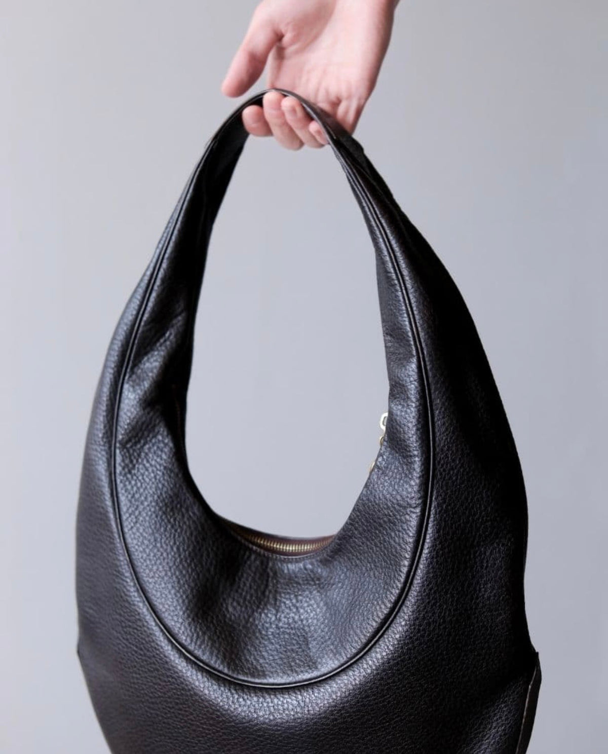 Authentic BVLGARI Black Leather Moon Hobo Bag Slouchy Crescent Shoulder Bag