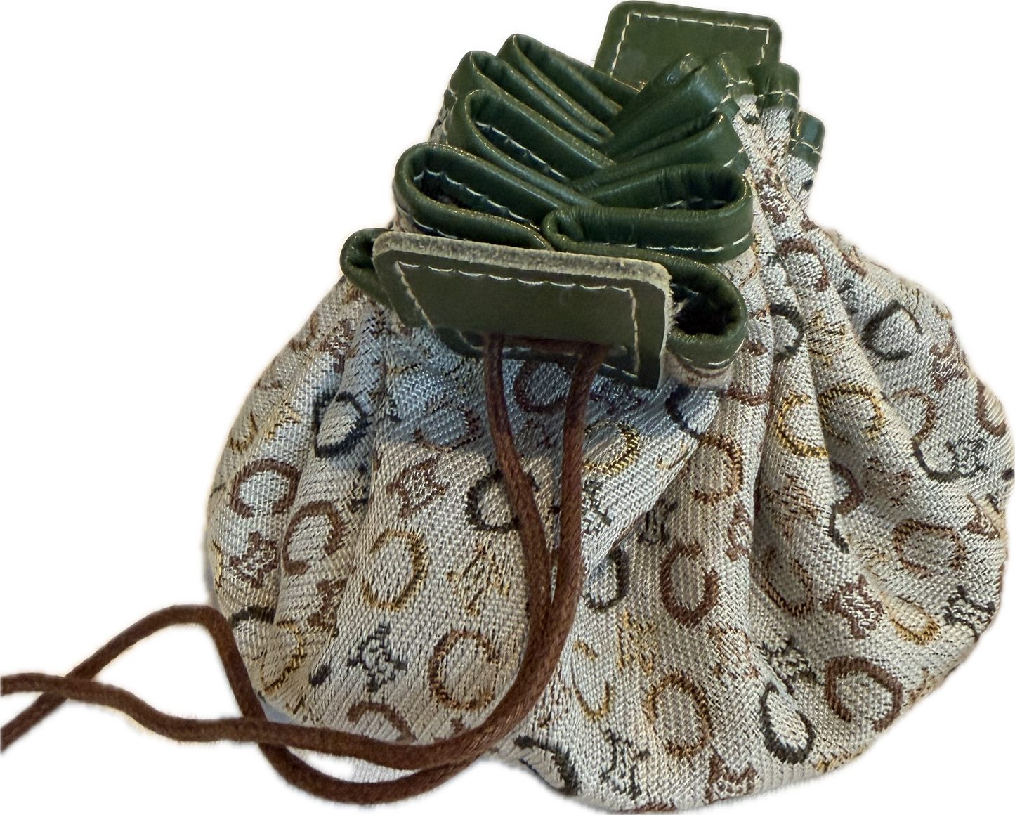 Vintage Celine C-Macadam Sulky Mini Kinchaku Drawstring Pouch - Green