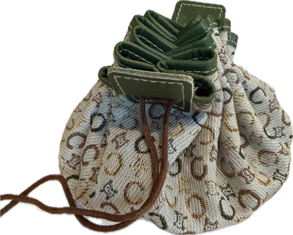 Vintage Celine C-Macadam Sulky Mini Kinchaku Drawstring Pouch - Green