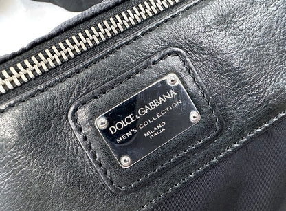 Dolce & Gabbana Black Nylon & Leather Logo Plaque Belt Bag
