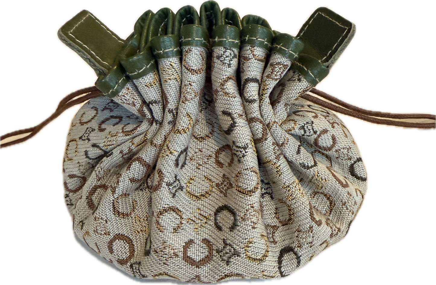 Vintage Celine C-Macadam Sulky Mini Kinchaku Drawstring Pouch - Green