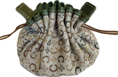 Vintage Celine C-Macadam Sulky Mini Kinchaku Drawstring Pouch - Green