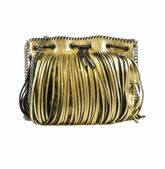 Stella McCartney Gold Metallic Fringe Falabella Shoulder Bag Crossbody 410875