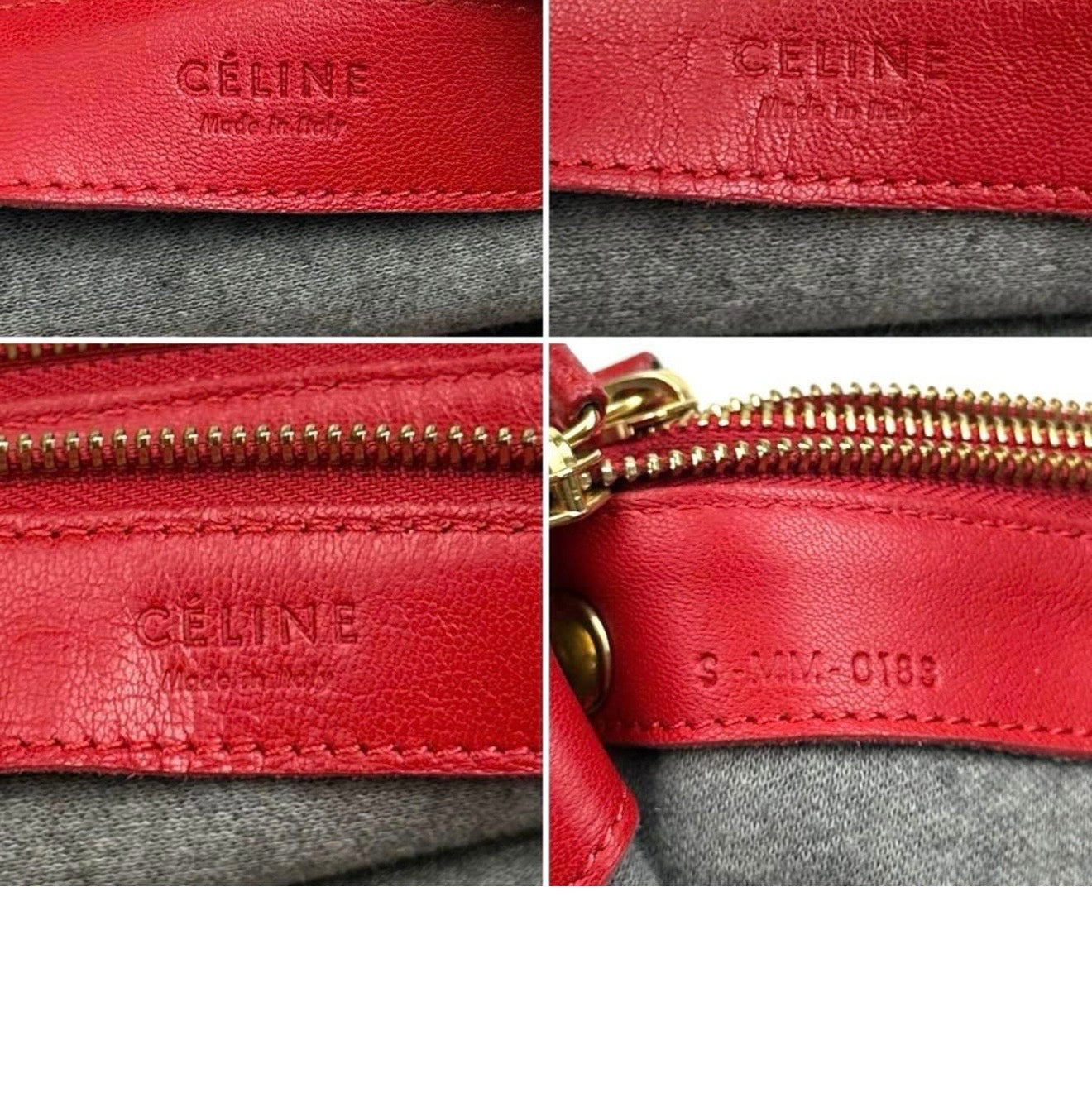 Celine Trio Large Leather Crossbody Bag in Red