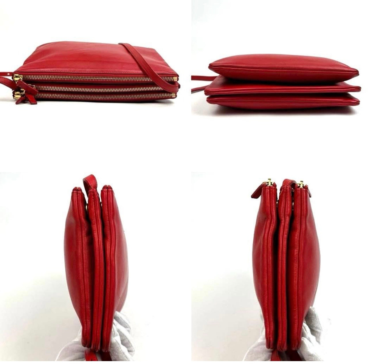 Celine Trio Large Leather Crossbody Bag in Red