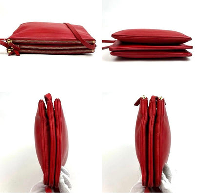 Celine Trio Large Leather Crossbody Bag in Red