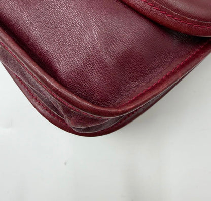 : Vintage Must de Cartier Burgundy Leather Saddle Flap Bag