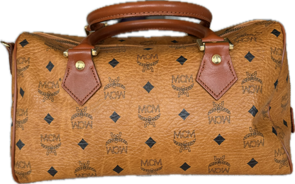 MCM Vintage Cognac Visetos Boston Bag Medium Monogram