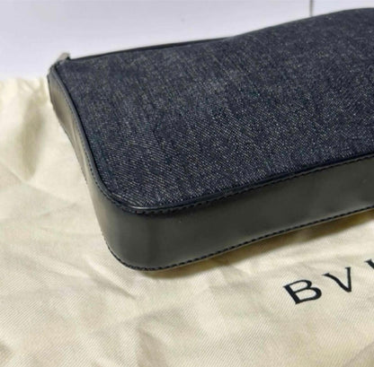 Bvlgari Logo Mania Mini Denim Shoulder Bag - Black Vintage Pochette